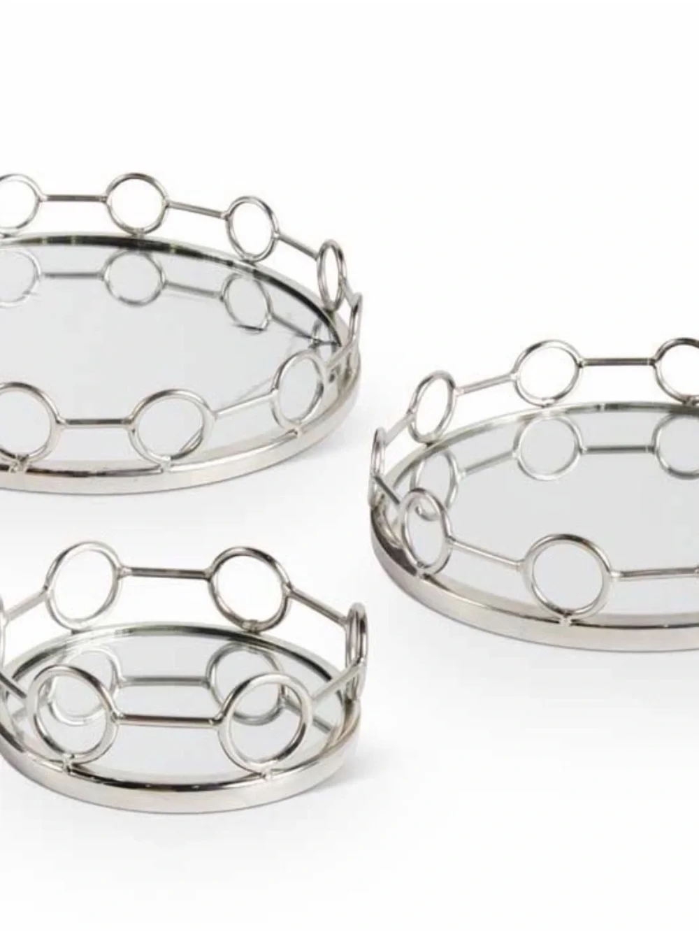 Silver Link Mirrored Decorative Tray - Medium